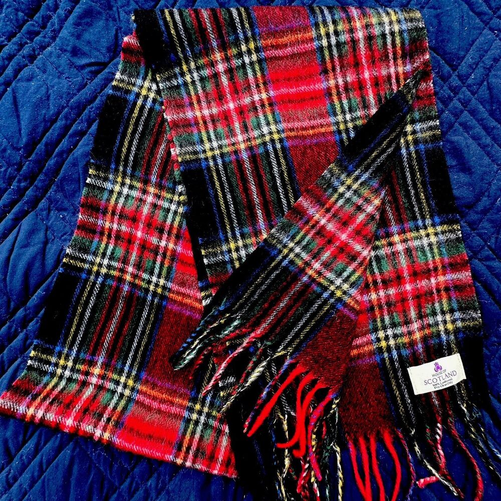 VTG House of Scotland 100% Lambswool Royal Stewart Tartan Scarf Made Scotland